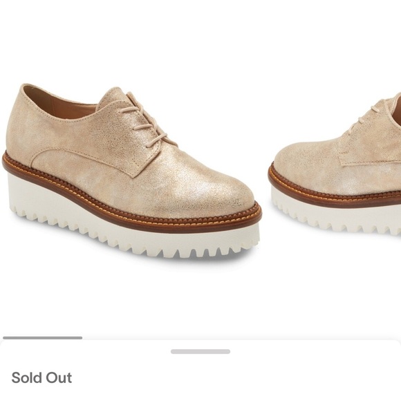 CORDANI Afton Platform Derby Gold Lace Up Loafer EU 41 Almond Toe NWOT Nordstrom - Picture 12 of 12